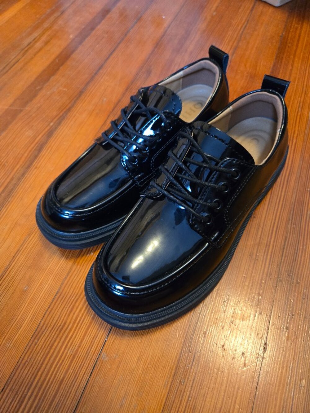 Women's Patent Platform Oxford Lace-up Shoes